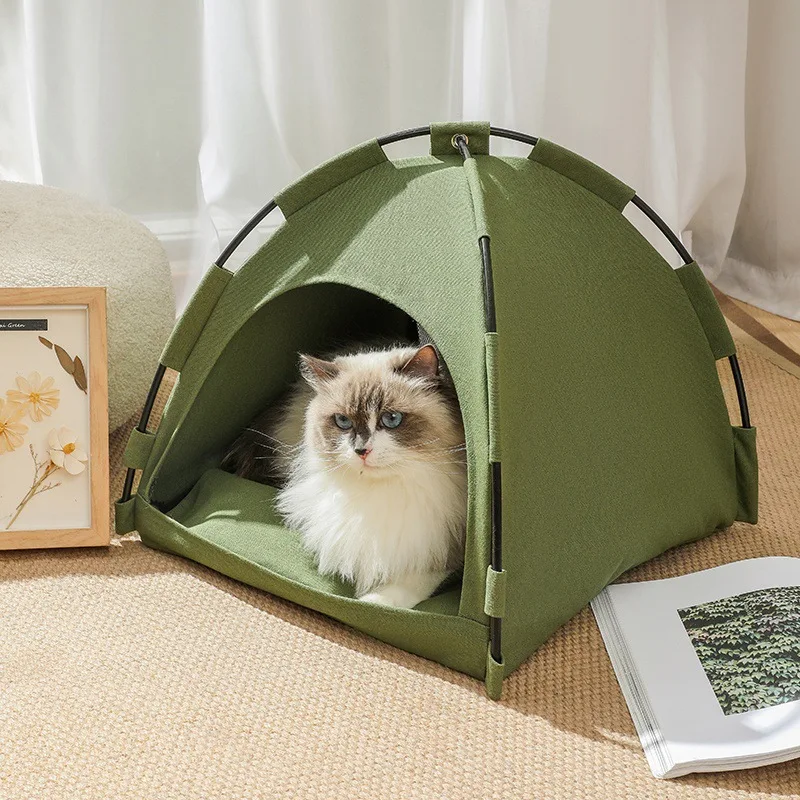 

Pet Tent Bed Cats House Supplies Products Accessories Warm Cushions Furniture Sofa Basket Beds Winter Clamshell Kitten Tents Cat