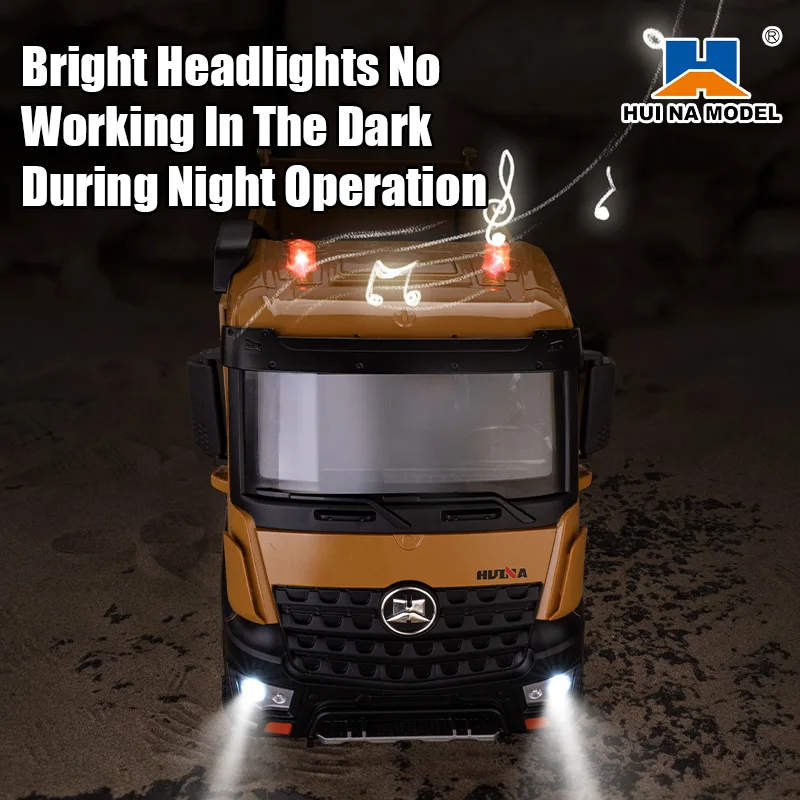 HUINA 1536 Remote Control Model 1/14 2.4G 8-Wheel Heavy-Duty Engineering Dump Truck Alloy Sound/light Electric Toy for Adult Boy 5