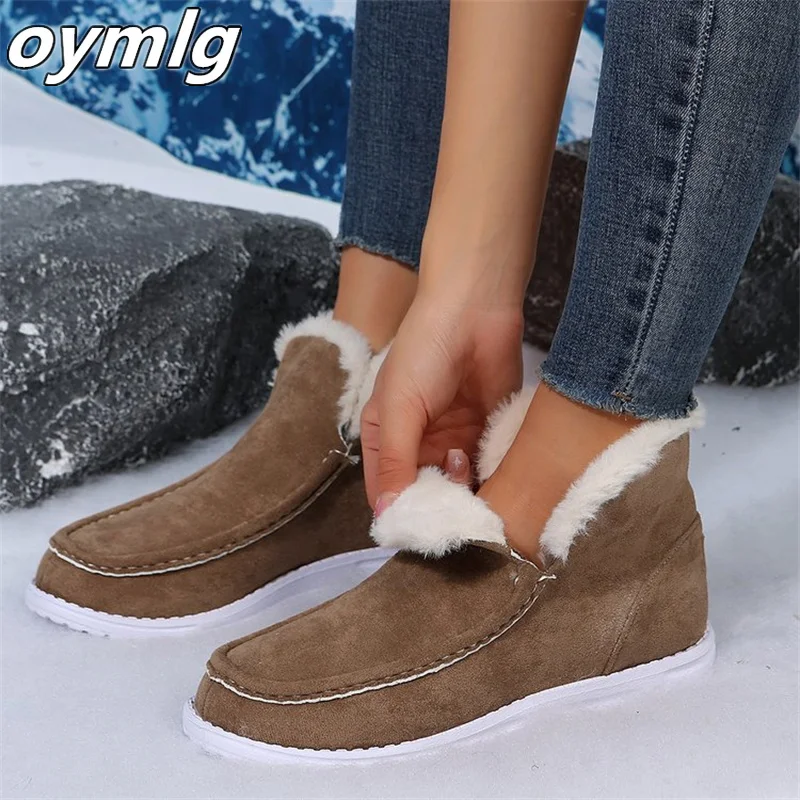 Thick Sole Home Fur Slippers for Women 2023 New Fashion Lightweight Warm Anti slip Comfortable Snow Boots for Women