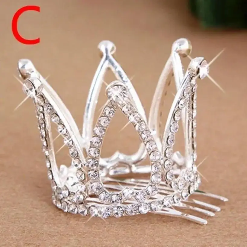 1 Pcs Kids Girls Glitter Crystal Rhinestone Twinkle Princess Crown Tiara Flower Girl Wedding Birthday Prom Hair Accessories