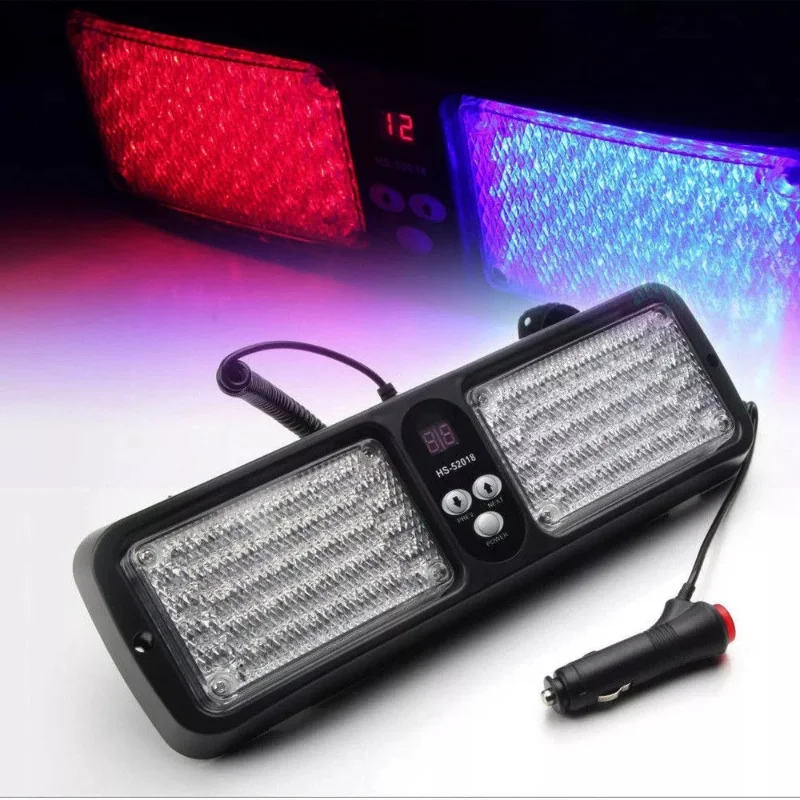 LED 자동차 바이저 스트로브 점멸등 실내 앞유리 차양판 비상 경고등 선바이저 패널 DC 12V 12가지 모드