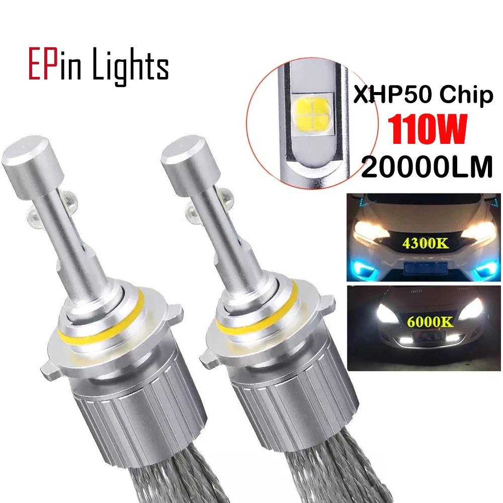 2PCS H7 LED Headlight H1 H3 H4 HB3 9005 9006 HB4 H9 H11 D2H 881 LED Auto Lamp 6000K 4300K XHP50 Chip 20000LM Car Fog Lights 12V