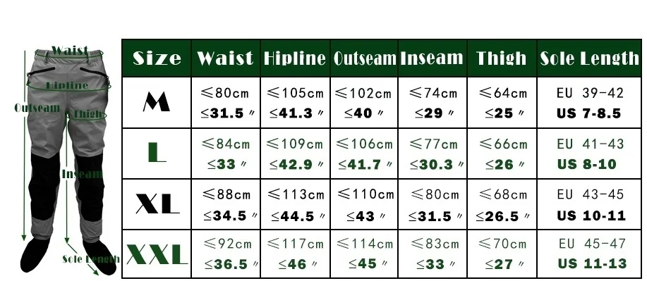 Description Picture 2 of item3 Layer Breathable Waterproof Fly Fishing Waist Waders Stockingfoot High Pant Wader Durable Duck Hunting Wading Pants