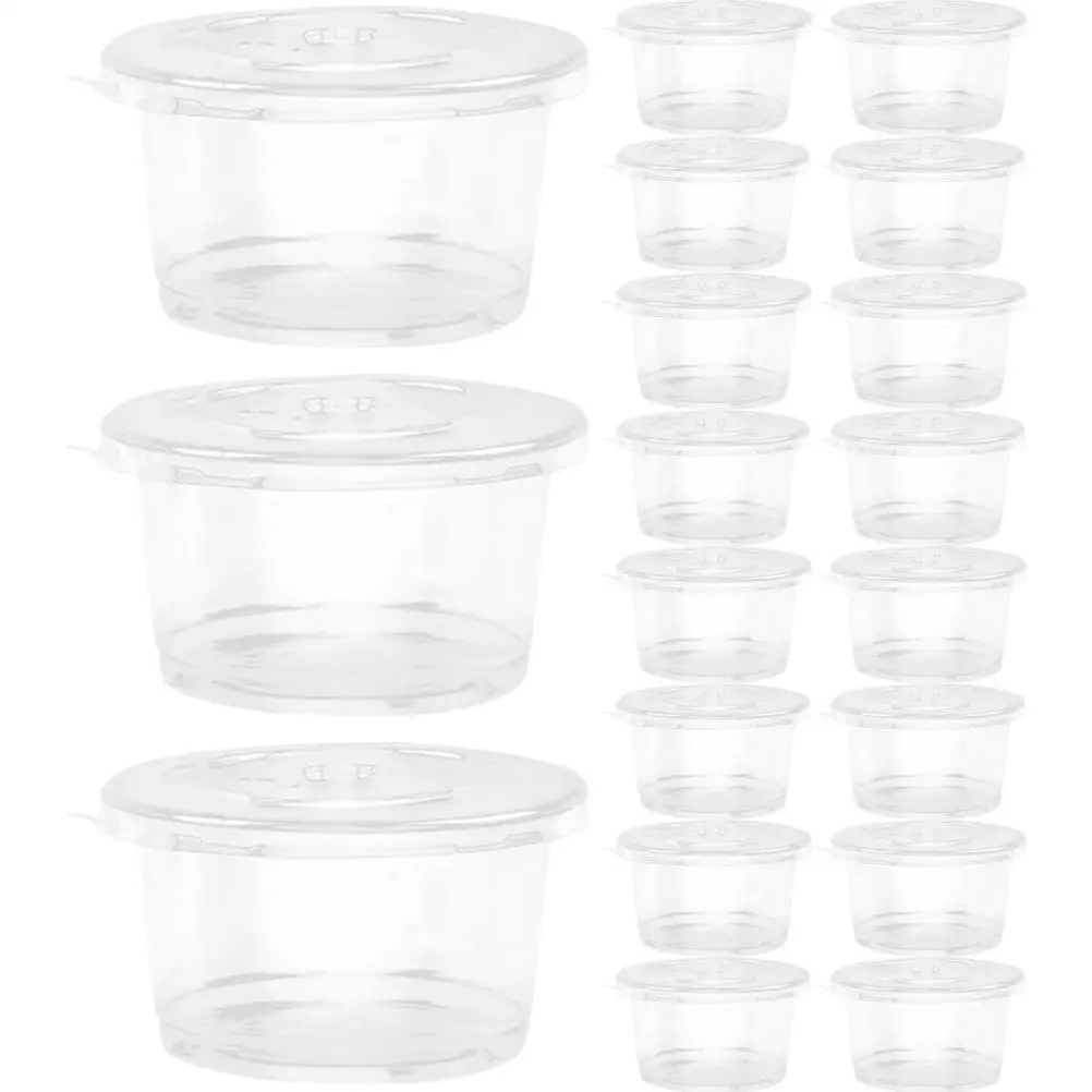 50 Pcs Disposable Pudding Cup Package Bowl Dessert Ice Cream Plastic Bowls Cake with Lid Container Cups