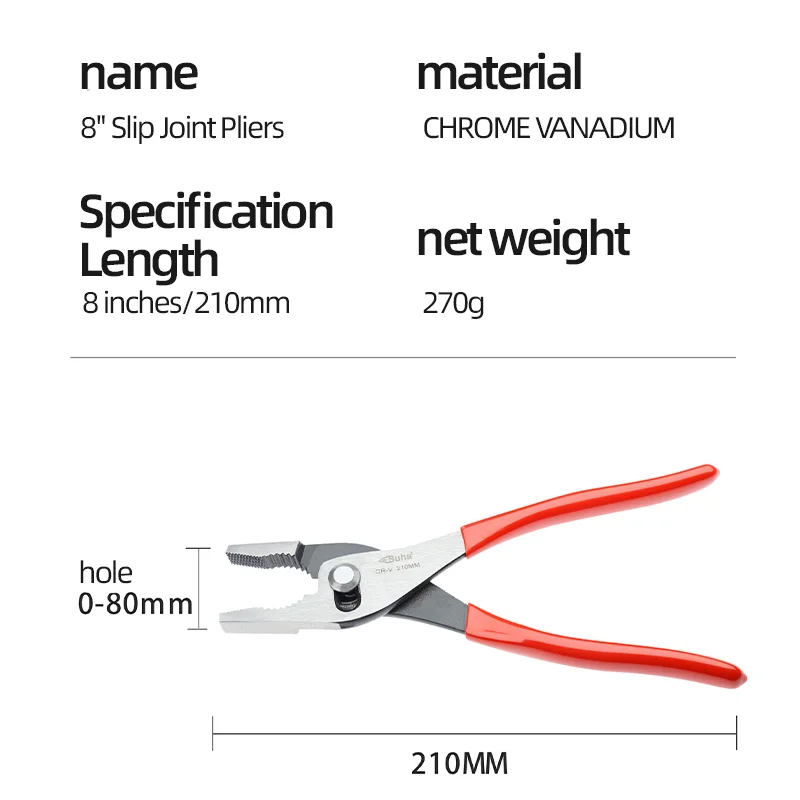 SUHA 8inch Adjustable CRV Slip Joint Pliers Multi Functional 360&deg; Reticulate Chromium Vanadium Steel Automatic Rebound Clamp Hand Tools Universal Pliers Multifunctional Pliers Multifunctional Tools