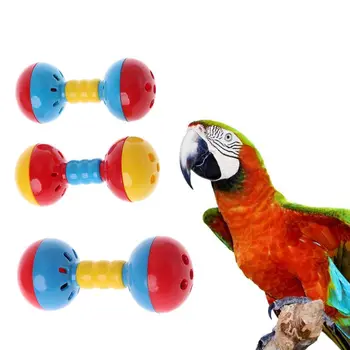 Bird  Colorful Plastics Interactive Dual Balls Parrot Toy for African Greys Cockatoo Small Medium Parrots Y5GB 1