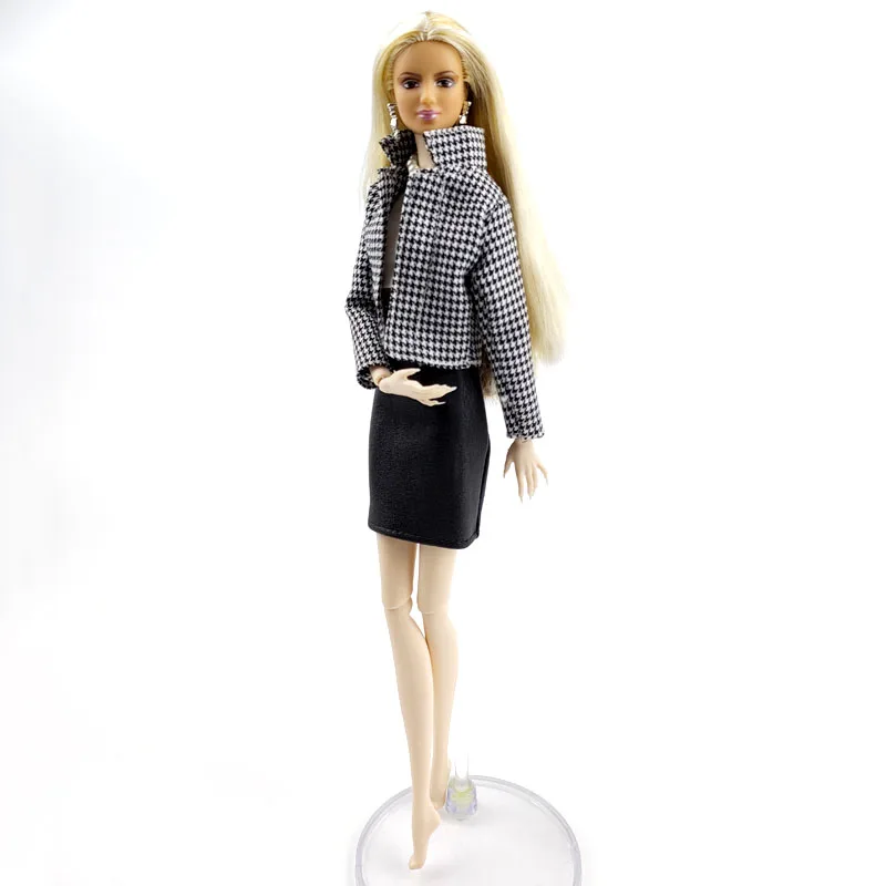 Black White Office Lady Plaid Fashion Clothes Set For Barbie Doll  Accessories Outfits Coat Jacket Skirt For Blythe Dolls 1:6 - AliExpress