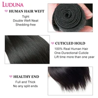 Luduna Straight Bundles Human Hair Brazilian Human Hair Bundles Remy Extensions 1/3/4 Bundle Deal Weave Double Weft Hair Weaving 2