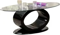 Contemporary Glass Top Coffee Table, 54" x 17.75" x 26.25", Black 1