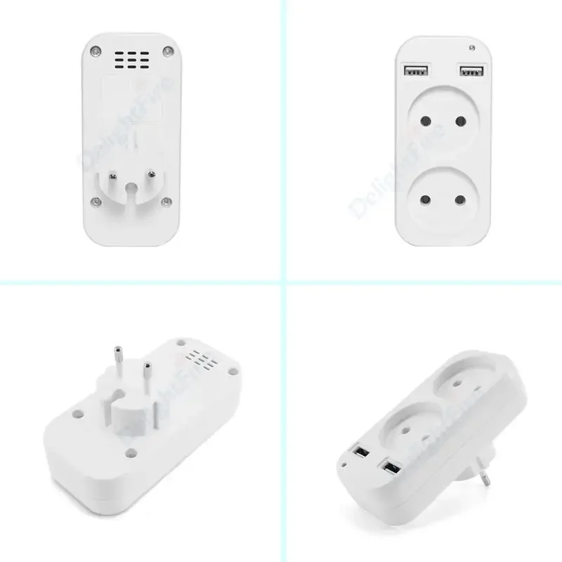EU 플러그 어댑터 벽면 콘센트 USB 1 2 웨이 유럽 표준 확장기 소켓 2 USB 포트 전원 스트립 AC 변환 어댑터