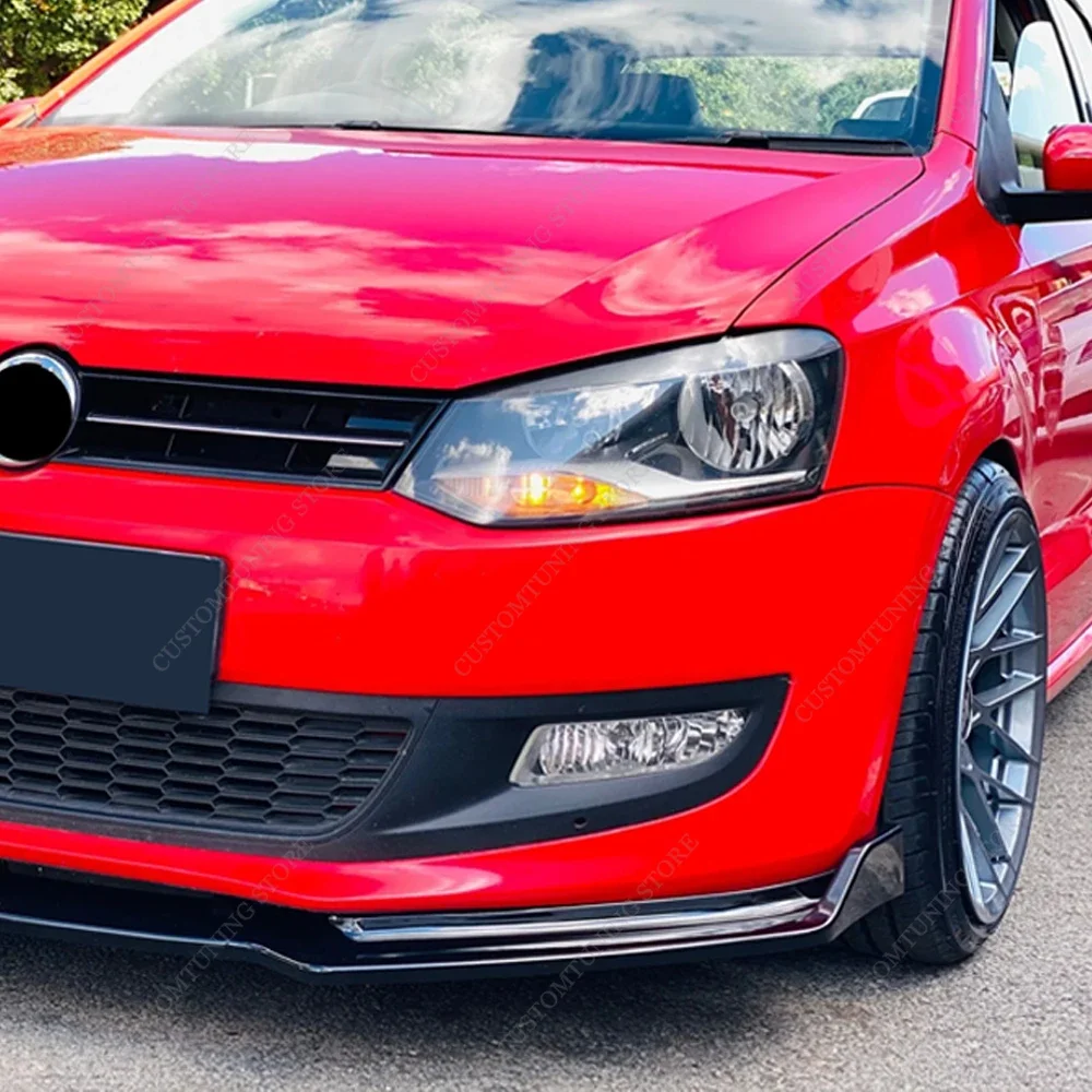 VW 폴로 MK5 6R 6C 용 프론트 범퍼 립 스포일러 스플리터 디퓨저, 폴로 6 MPI Tsi 기본 2009-2013 Pre-LCI 바디킷 튜닝, 3 개
