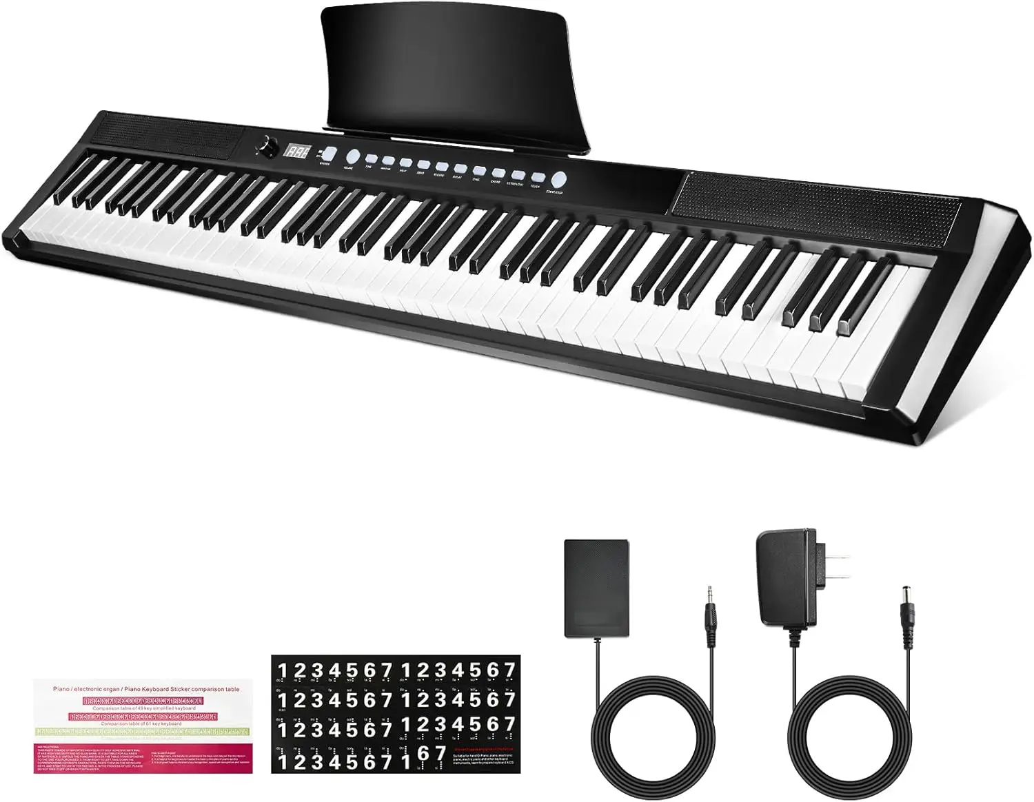 Keyboard Piano 88 Key, Digital Piano Full Size Semi Weighted with 2 Speakers, Electric Keyboard for Beginners, Musi