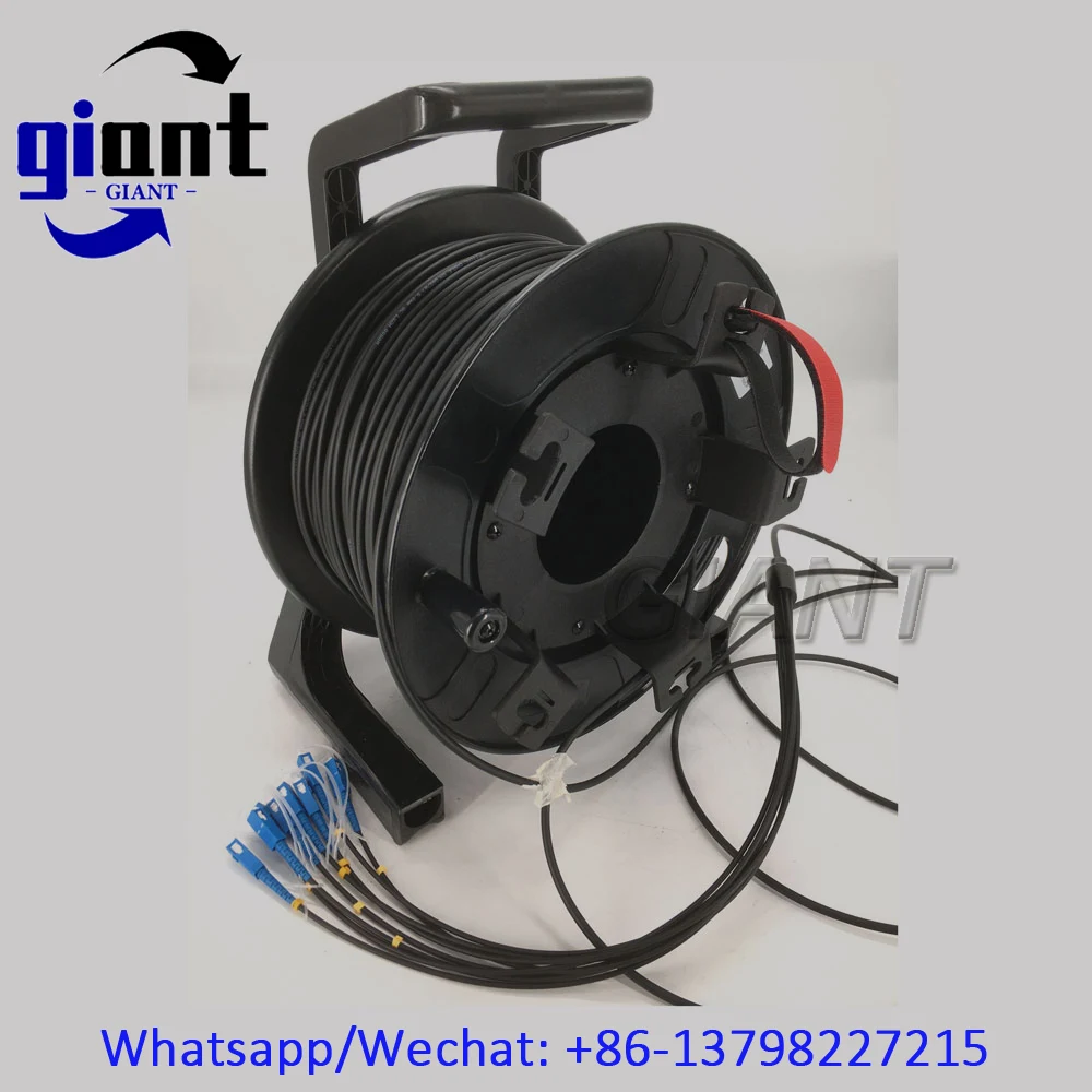 8C,250M,SC/UPC G657A1 SM,단일 모드 5.0mm 수입 아라미드 원사 LSZH/TPU 재킷 PCD380 릴이 있는 장갑 케이블 섬유 패치 코드
