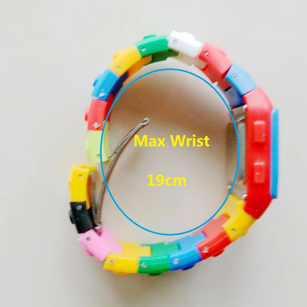 Fashion Students Mens Women Colourful SHHORS Building Blocks Plastic Waterproof Sport Digital Electronic Multifunctional Watches 3
