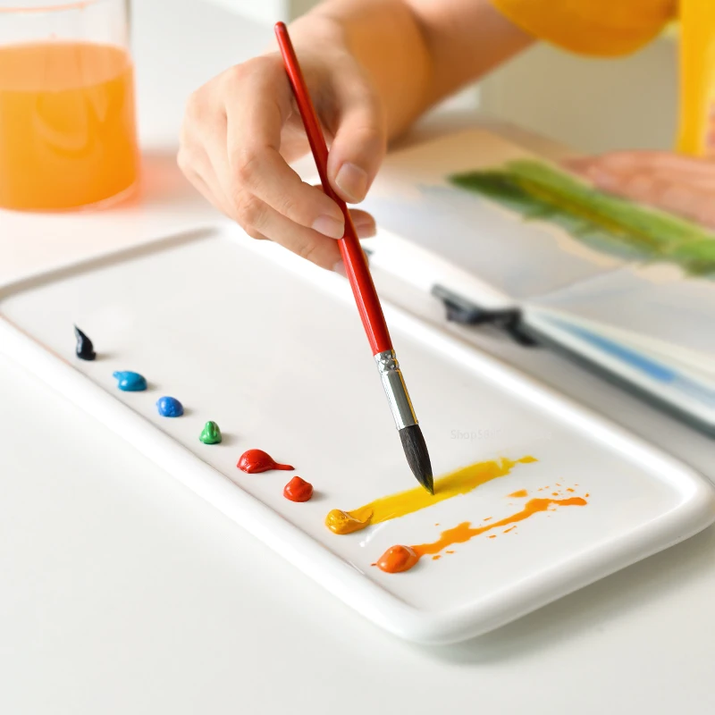 Watercolor Palette Ceramic Rectangle Pigment Color Palette for Chinese Painting Art Professional Tools Empty