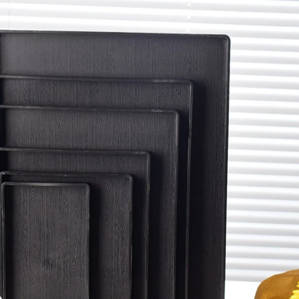 Description Picture 4 of itemNew Black White Large Plastic Tray Rectangle Multi-Purpose Serving Trays Plastic Plastic Plates Kitchen