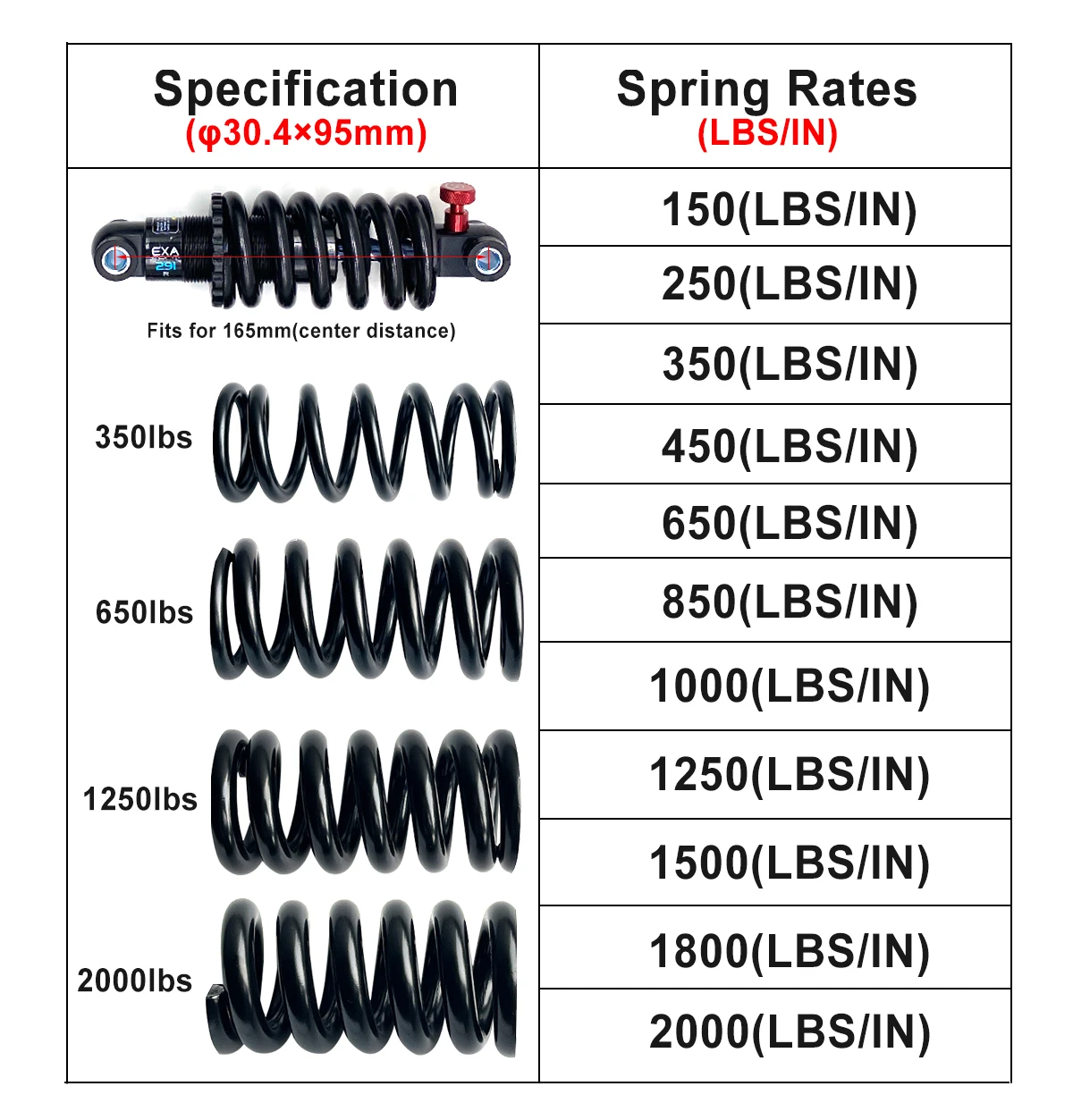 Ks Exa Form 291R Rear Shock Absorber Spring 165mm Hydraulic Spring Adjustable Suspension For Mountain Bike