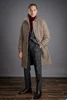 Men Coat Long Overcoat Men Suits Button Shawl Lapel Formal Work Wear Winter Warm Plaid Stripe  Plus Size Custom Made Tailored 1