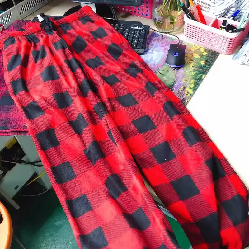 Couple Trousers Fleece Spring Autumn Men Lounge Pajama Sleep Pants