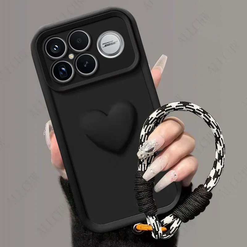 Lanyard Wrist Strap Shockproof Phone Case with Back Cover Coque