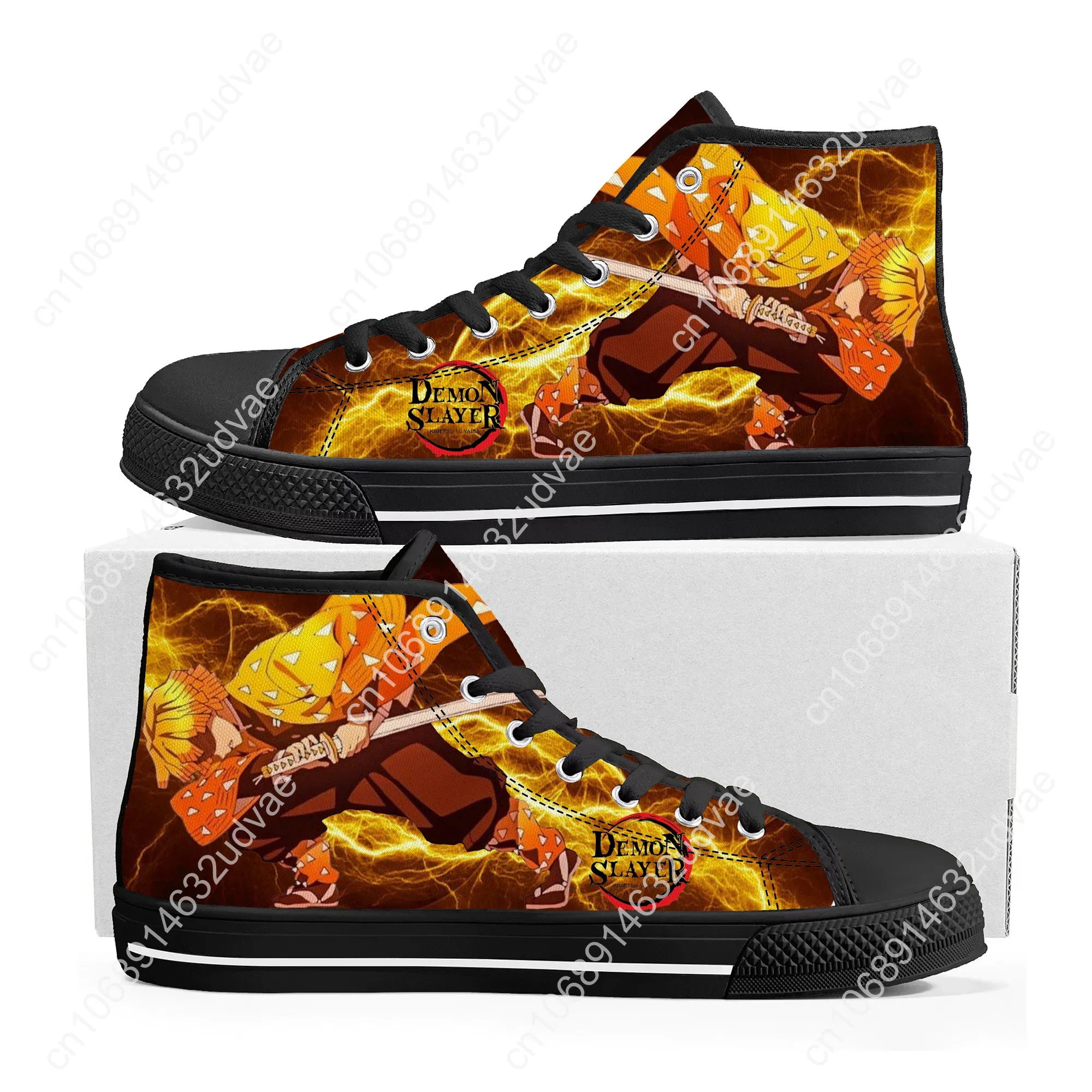 Japan Anime Cartoon Agatsuma Zenitsu High Quality High Top Sneakers Mens Womens Teenager Canvas Sneaker Couple Shoes Custom Shoe