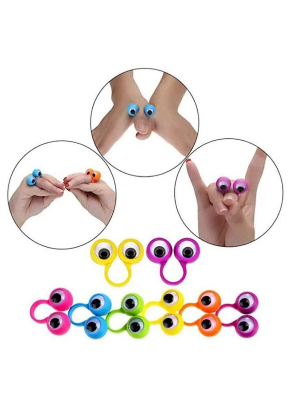 anillo de dedo color al azar NOLITOY Bolsa de dedo para fiesta de marionetas de dedo marionetas de dedo para niños 20 piezas juguete de dedo para los ojos 
