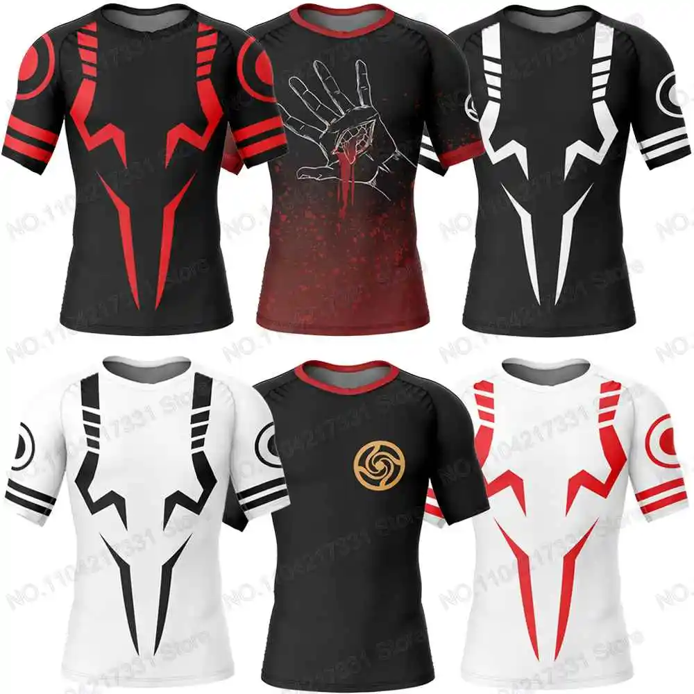 Jujutsu Kaisen Anime Rash Guards Surfing Jersey Beach Shirts Swimwear Diving Gym Shorts MMA BJJ Men Jiu Jitsu Fitness Sets