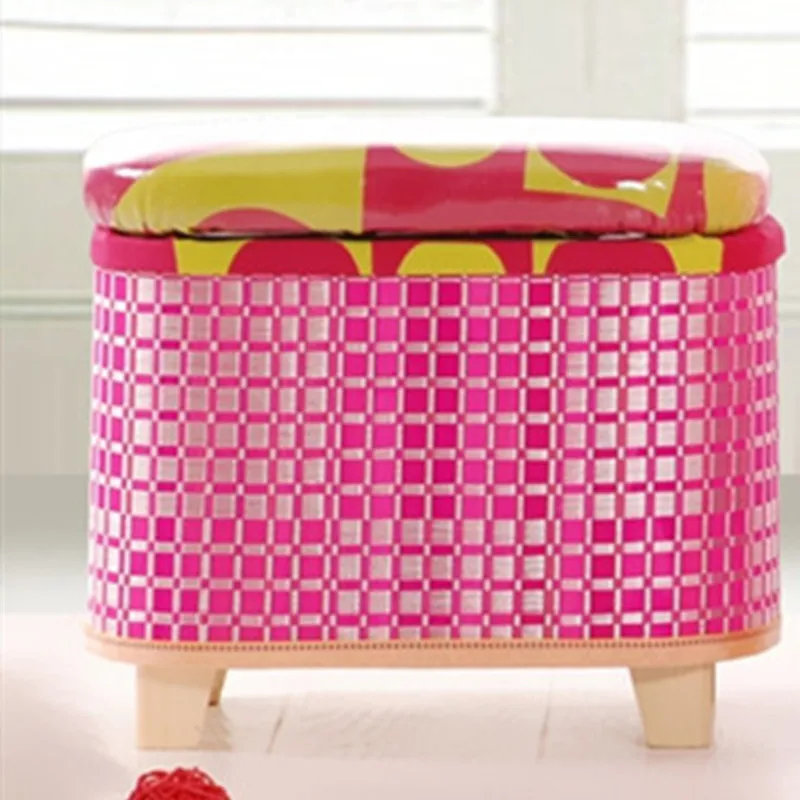 Bamboo Woven Storage Stool and Multi-Functional Wooden Bench