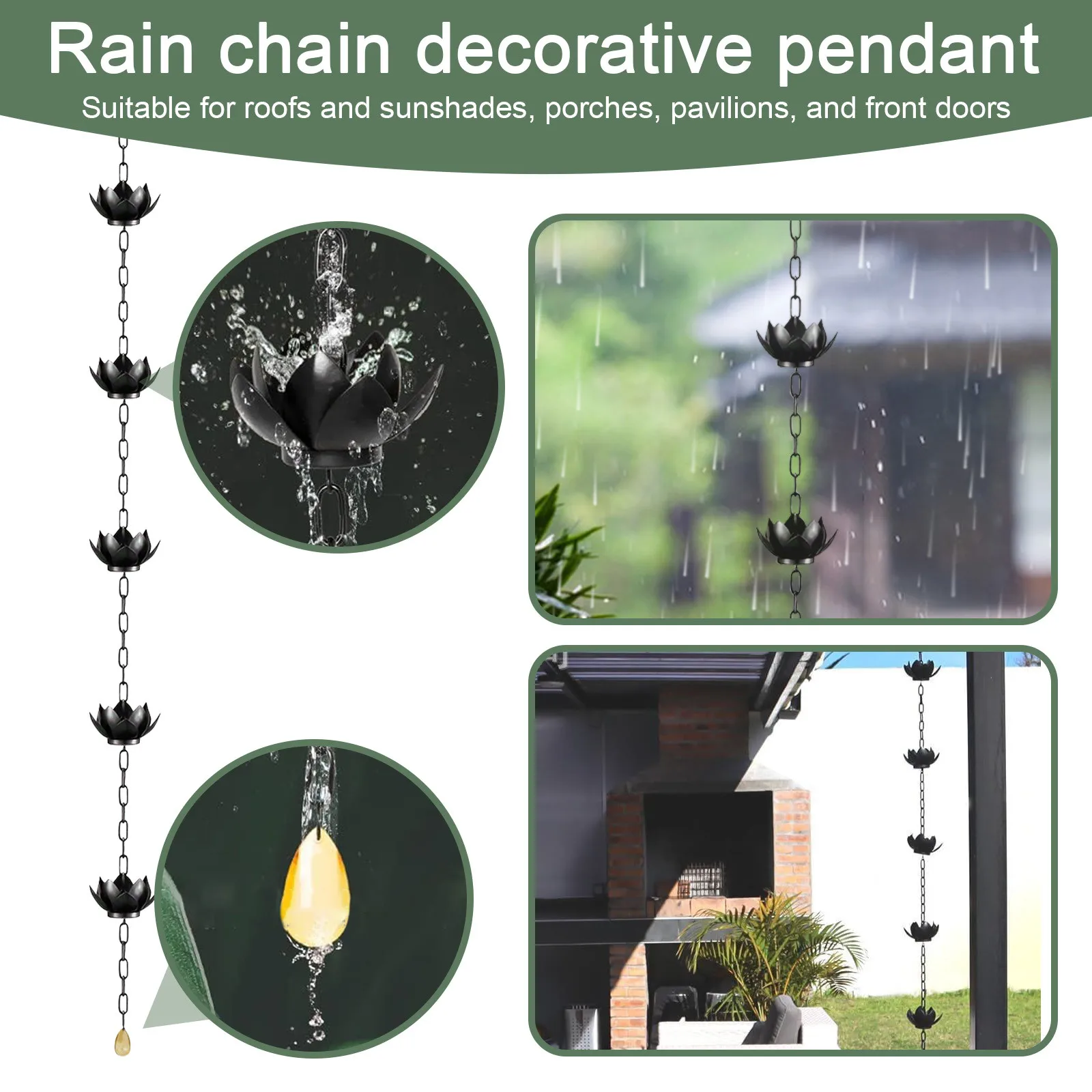 Lotus Rain Chain Adjustable for Outdoor Gutters stainless steel chains,rain chain adapter