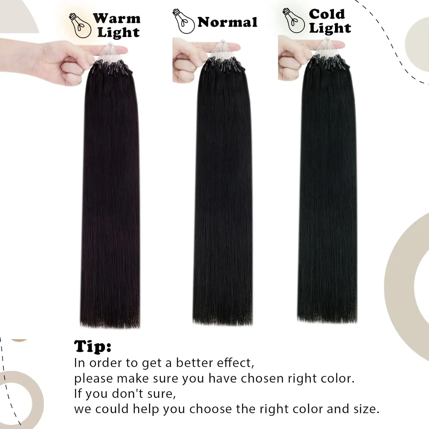 Micro Loop Human Hair Extensions Micro Ring Fish Line Link Hair Extensions Cold Fusion Remy For Women #1B Color 16-26 Inch