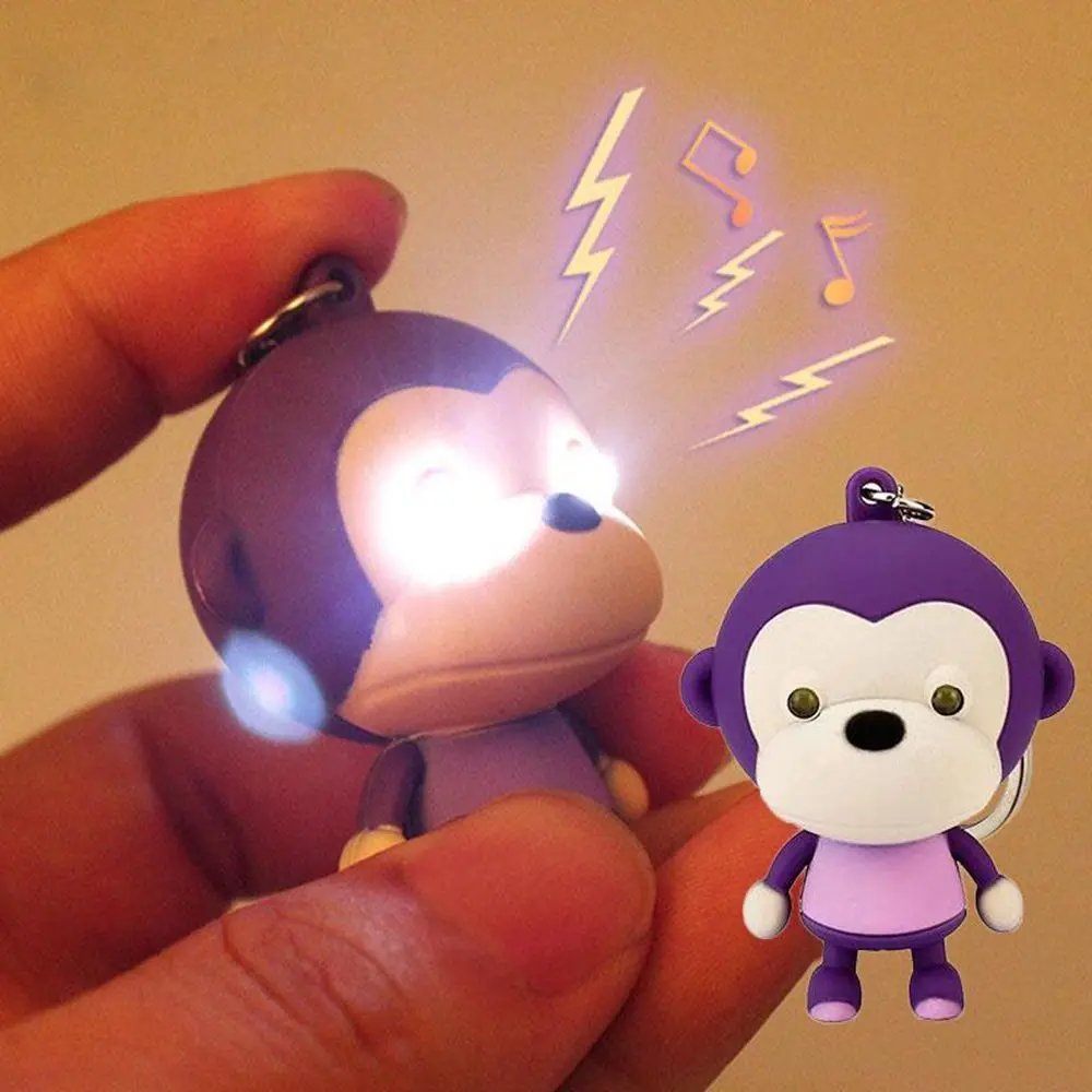 

Women Plastic Kawaii Cartoon Cute Car Pendant Bags Accessories Toy Keychain Monkey Keyring with LED Light