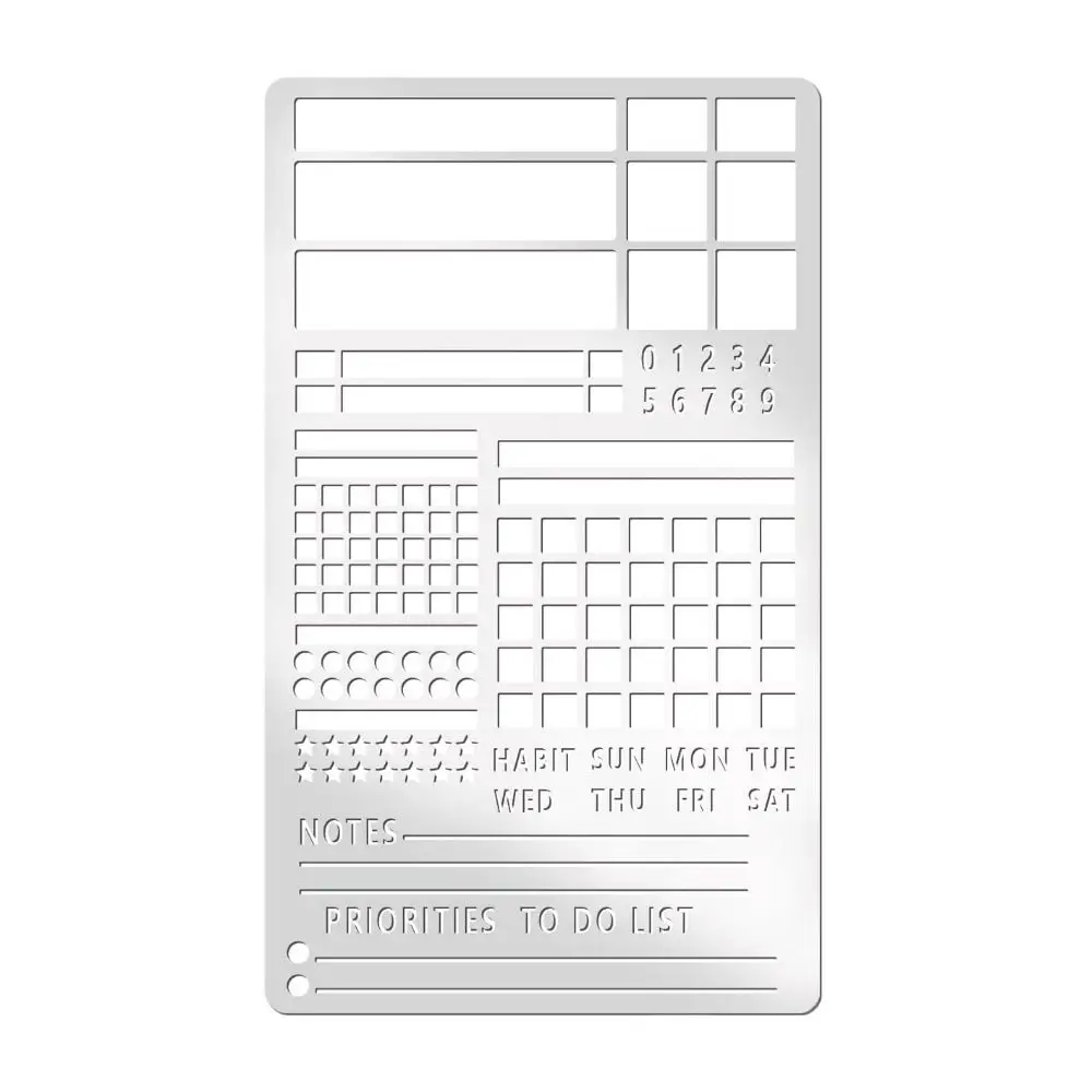 빈티지 스테인리스 스틸 템플릿 자, DIY 북마크 자, 휴대용 양면 템플릿 플래..