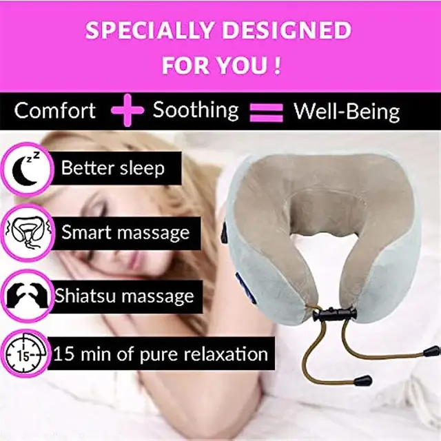 목 통증 완화를 위한 여행과 사무실에 필수적인 휴대용 U자형 등 & 목 마사지기