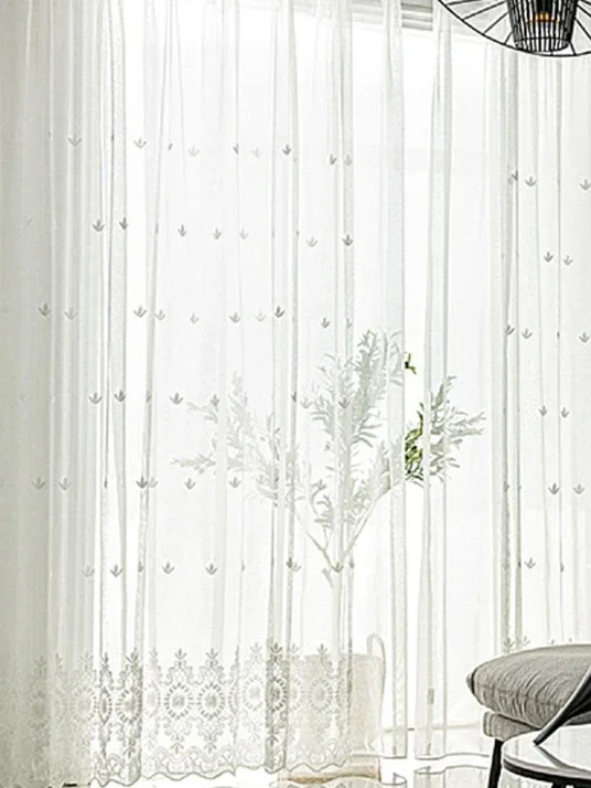 Chinese Modern Simple Ruyi Embroidered Gauze Curtain Curtains for Living Dining Room Bedroom Breathable,Translucent Nordic Style 6