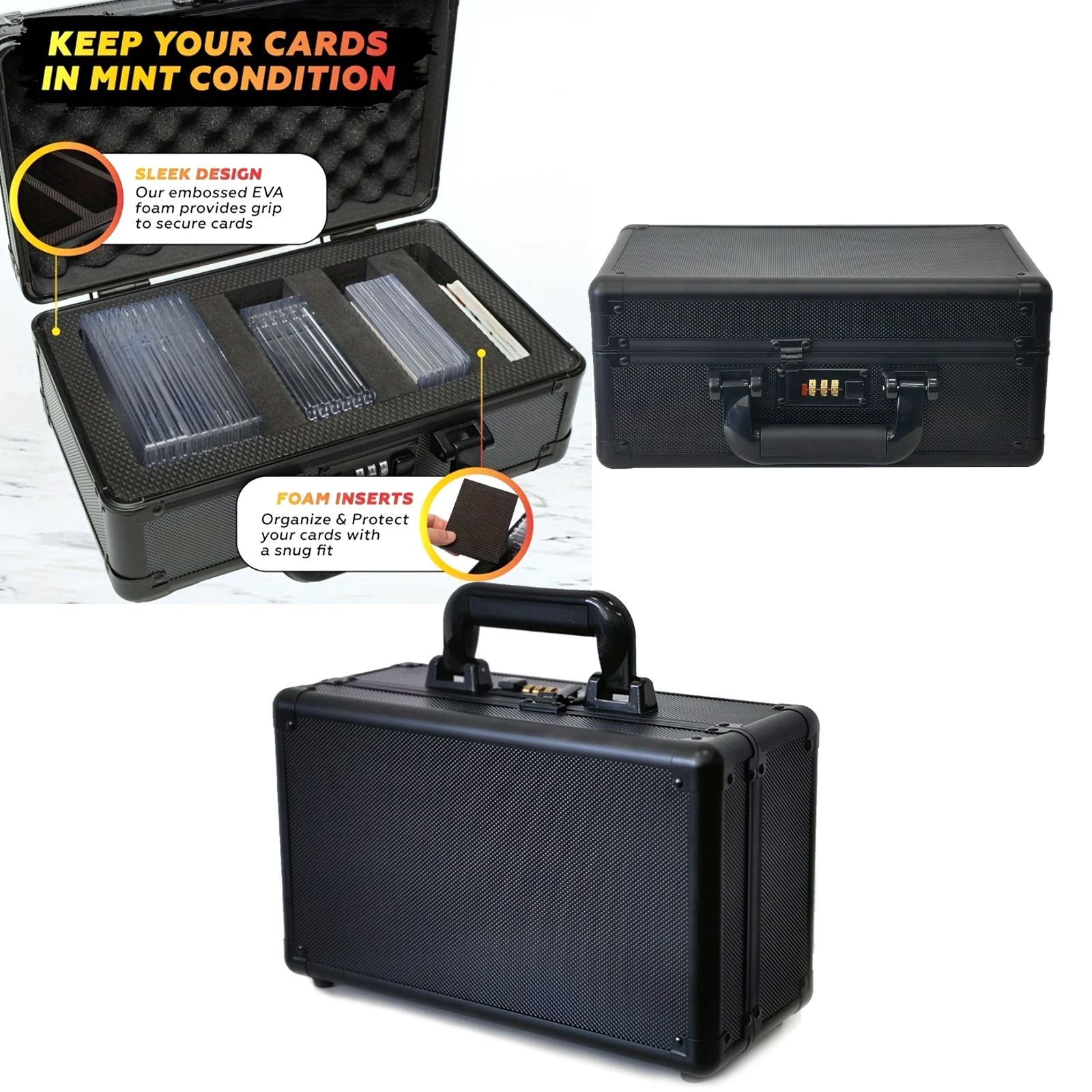 CASEMATIX Graded Card Storage Box - Holds 5-9 Graded Sports Card Slabs, Foam Protected