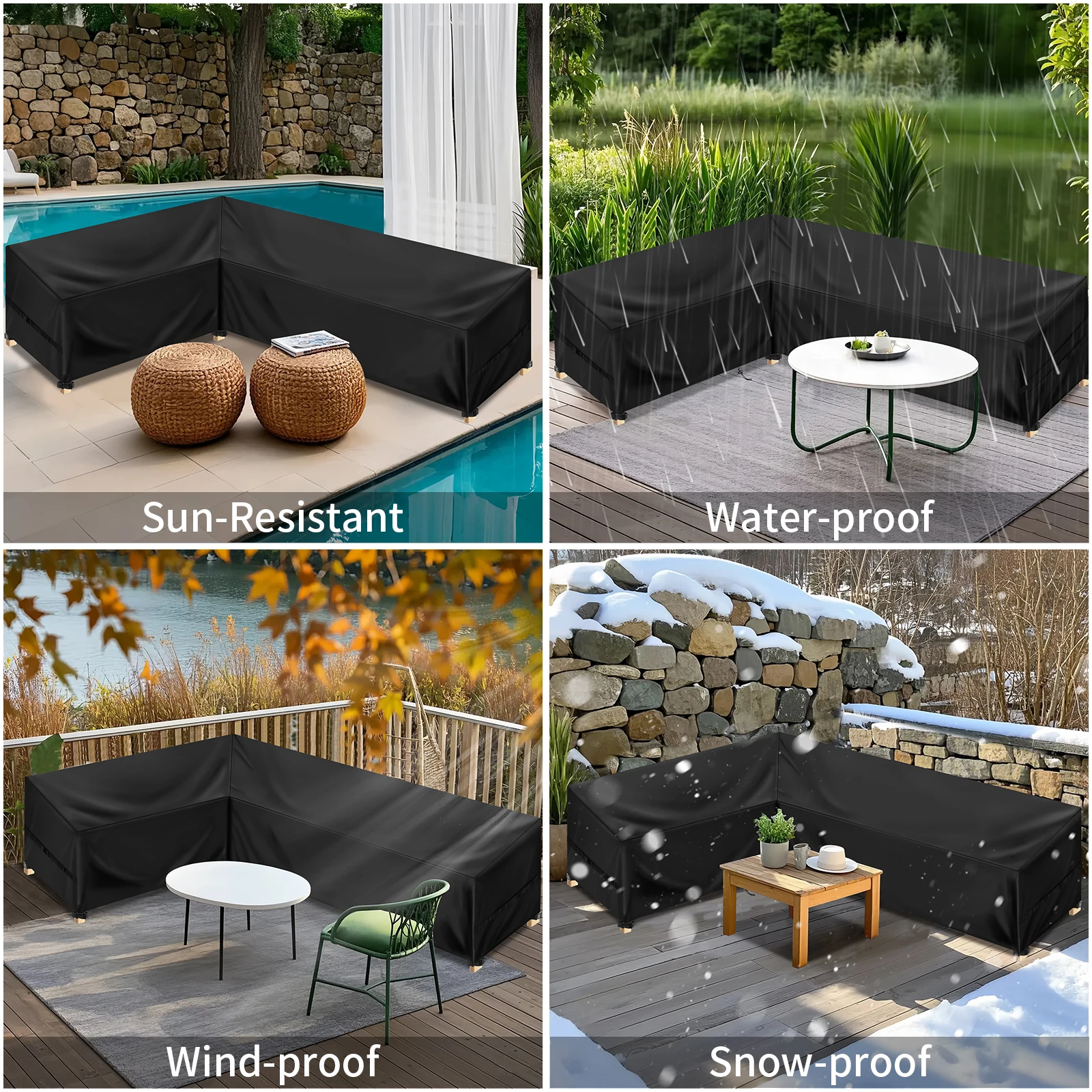 Premium Waterproof Outdoor Furniture Cover for L-Shaped Sectional Sofa – Durable Dustproof Protection for Garden Patio Sets