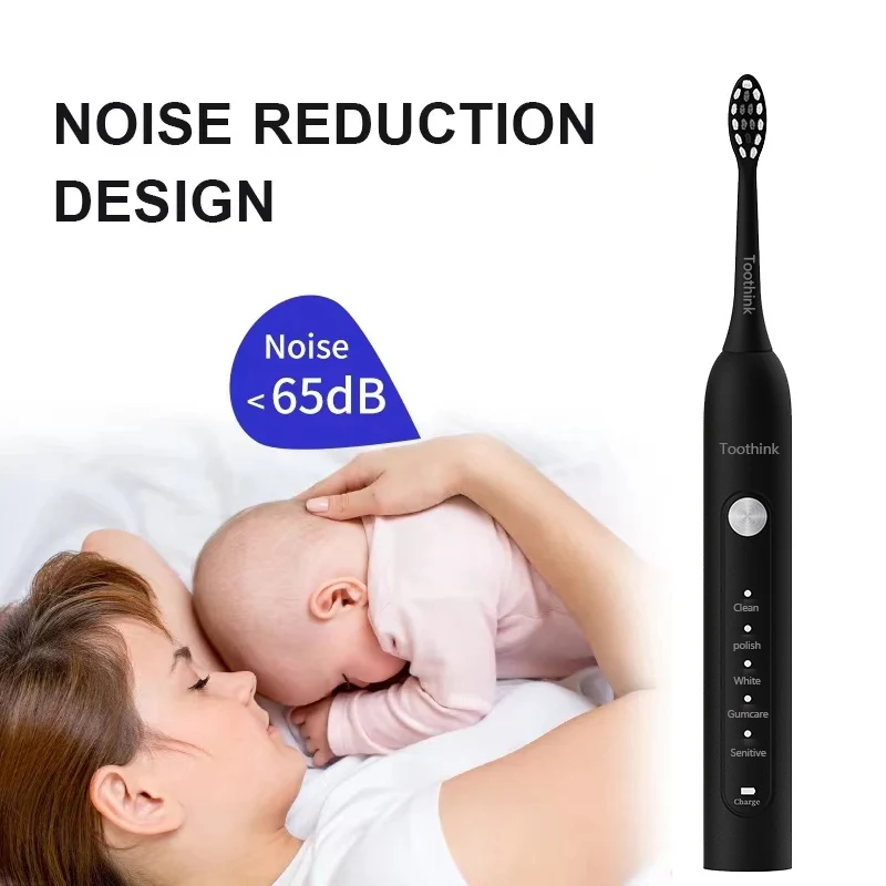 Toothink Sonic Electric Toothbrush USB Rechargeable Smart Timing Tooth Brush Teeth Clean Whitening Toothbrush Replacement Head 6