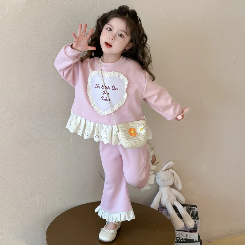 Pink sweatshirt and pants suit