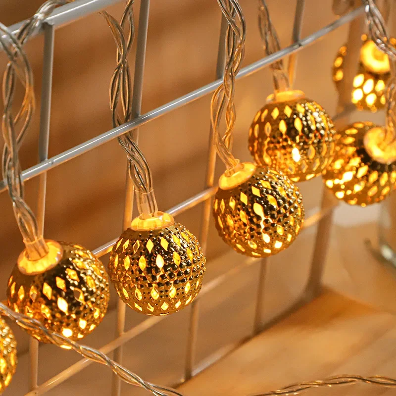 Moroccan Gold Balls Lights Leds Solar String Light Outdoor Waterproof Garden Decoration Solar Christmas String Light Decro