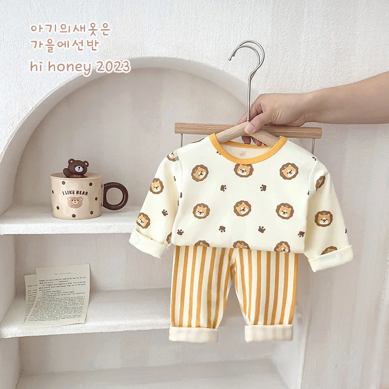 Children's Home Clothes Suit Cotton Autumn Pants Toddler Girls Soft Pajamas Long Sleeve Tops+Pant Baby Autumn And Winter Wear 5