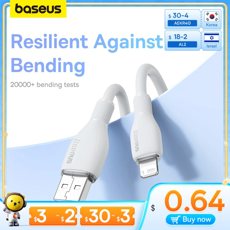  Baseus USB Cable 2.4A For iPhone Charging Cable USB to Lighting Cord For iPhone 14 13 12 11 Pro Max Fast Data Charging Wire Cord 