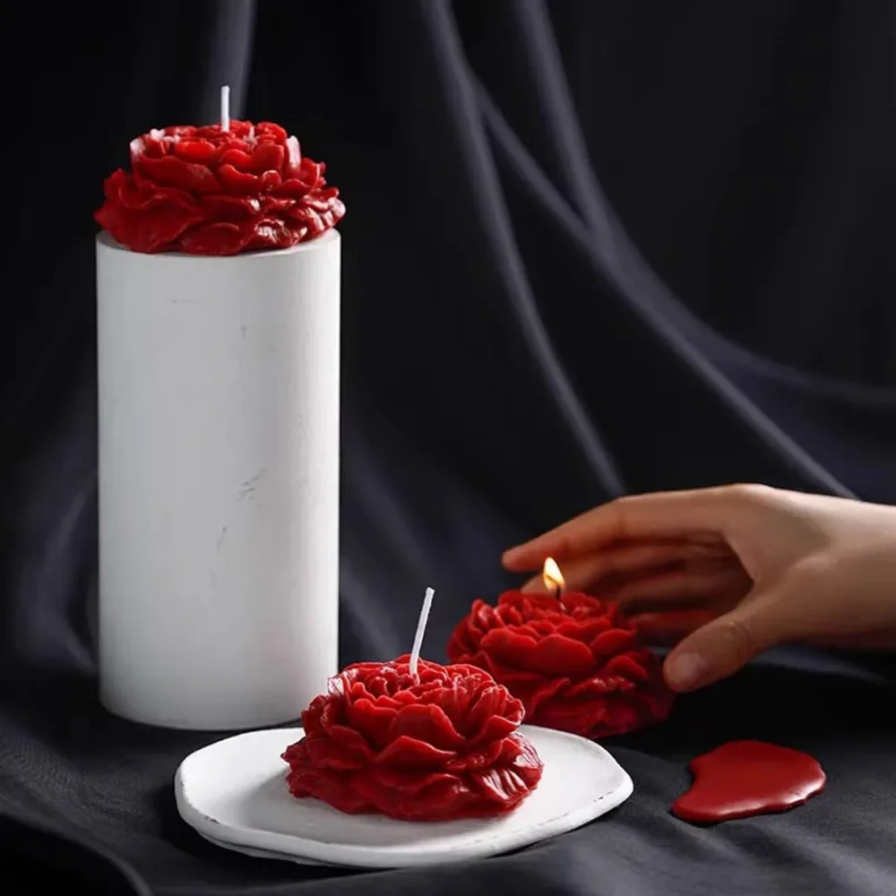 Low Temperature Candles Red Rose Flower Shaped Scented Candles Low Heat Romantic Wax Play Massage Sex for Lovers