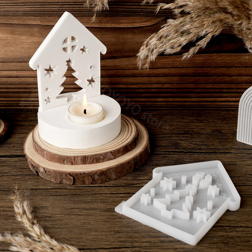 Stampo in silicone a forma di albero di Natale, stampi per gesso, stampi a rilascio facile per cioccolatini fai da te, sapone fatto a mano, candele, decorazioni in gesso, artigianato in resina Jildouf