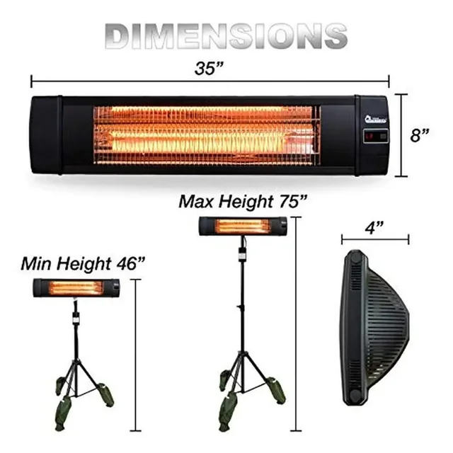 10,260 BTU Infrared Heater with Remote Control, Easy Installation, Adjustable Heat, Tip-Over Protection, Clean and Odorless 6
