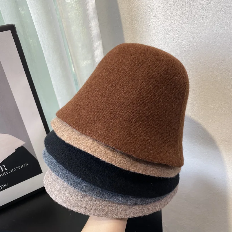 

Autumn and Winter Literary Department Abstinence Wool Felt Hat Fisherman Cap Female Foreign Soft Bucket Show Face Small Hat