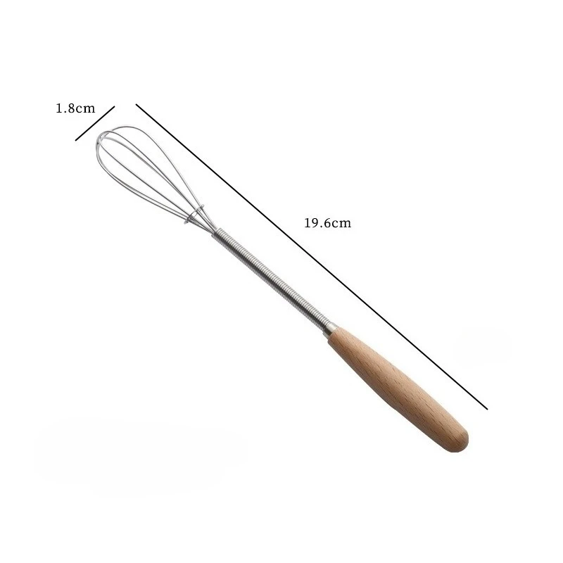 Stainless Steel Mini Egg Beater Wooden Handle Whisk Egg Mixer thumbnail 8
