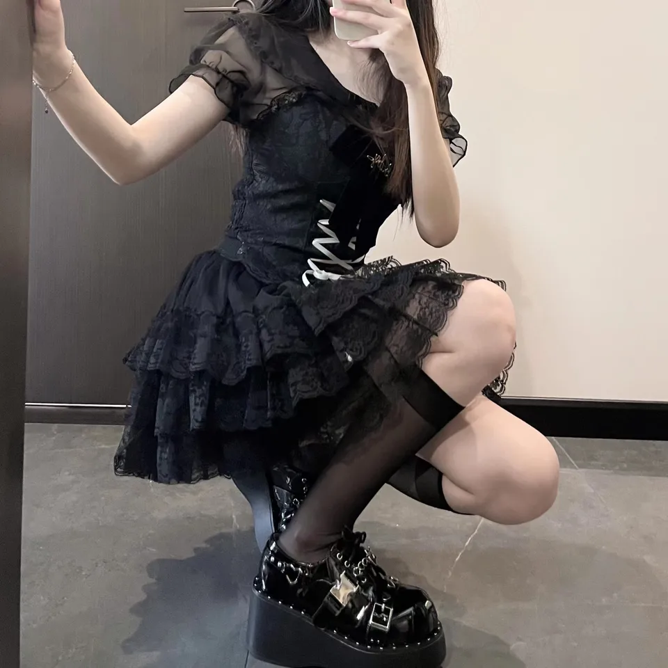 【くりーみぃ　SALE】黒レース（薄手）　巻きスカート　シージョセット スカート 膝丈 春夏 マーメイドスカート 黒レース タイト