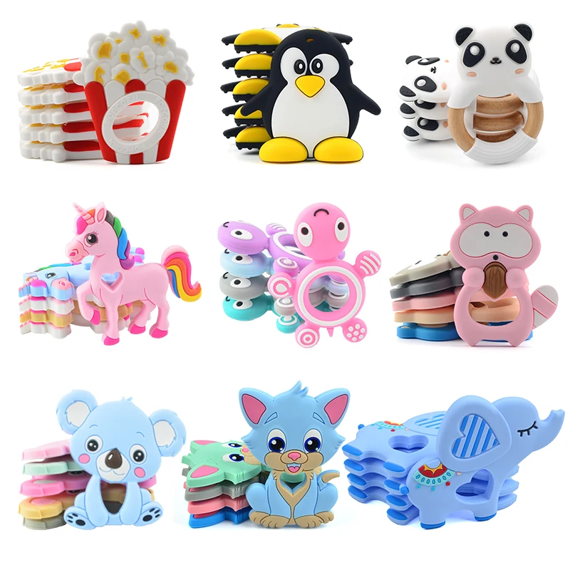 Teething Toys 1PC Silicone Teether Necklace Accessories Infant Chew Panda Raccoon liquid Ice Cream DIY Baby for teething toys,baby teething toys,silicone teething toys,silicone teether,sensory chew necklaces