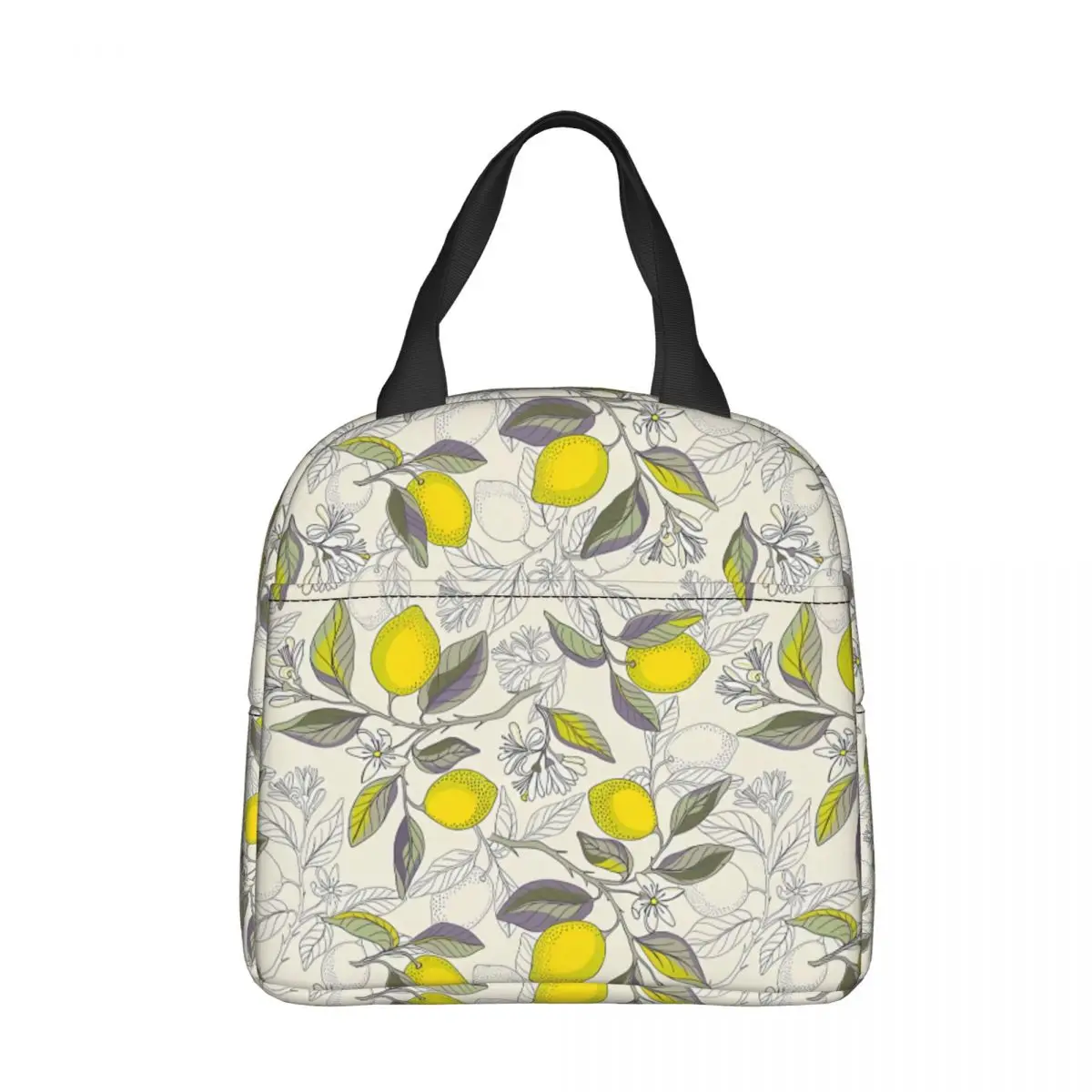

Pattern Drawstring Oxford Cloth Portable BagsFruit Lemon School Trip Lunch Hiking Debris Cooler Food Handbags