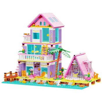 Girl Beach House Building Blocks Toys，Craft Toys，DIY Toys，Car Decoration Crafts，Animation Derivatives，children Toys 1